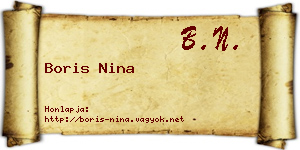 Boris Nina névjegykártya